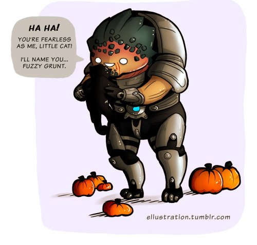 sssamson:31 Days of Halloween Art Challenge / Oct 8 / Black cat: Grunt discovers an unlikely ally.