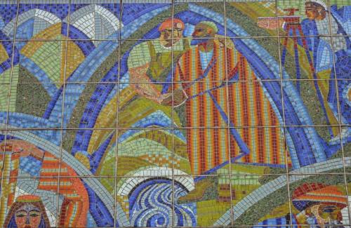 : . Lost Heritage . fragment of the mosaic wall, Cinema Tajikiston, built in 70s ( demolished in 201