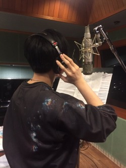 Kaji Yuuki (Eren) in a recording session