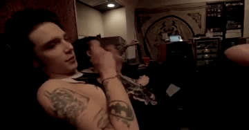 infamousfallenangel:  sara-biersack666:  Andy being a T-Rex that plays drums ^.^