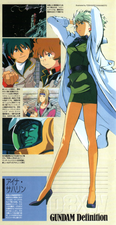 animarchive:    Newtype (11/1995) - Mobile Suit Gundam: The 08th MS Team - illustration by Toshihiro Kawamoto.  