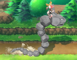pokemon-personalities:  pokemon-personalities: this eevee is really relaxing on top of its trainer’s head who’s riding on top of an entire freaking onix… a mood god i wish i was as cool as that eevee 