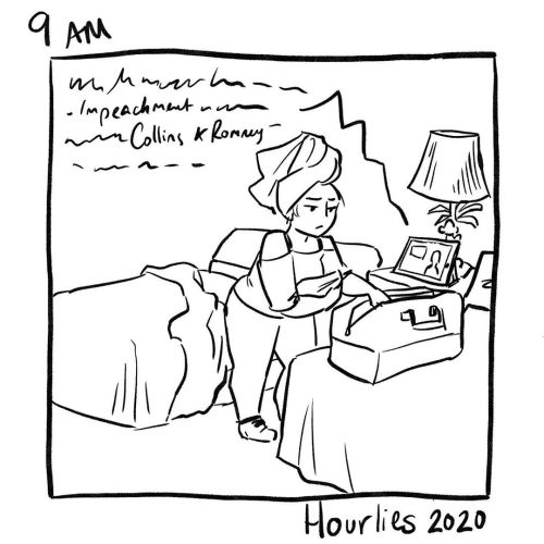 9 am Packing up to leave. #hourlies #hourlycomicday #hourlies2020 #hourlycomicday2020 www.in