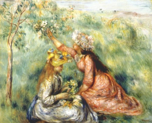 Girls picking flowers in a meadow, 1890, Pierre-Auguste RenoirMedium: oil,canvashttps://www.wikiart.