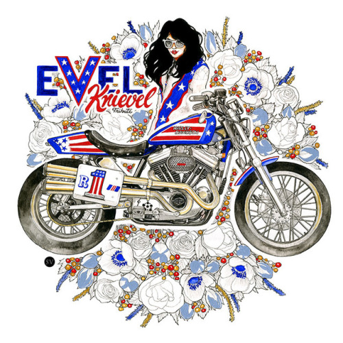 Evel Knievel tribute - process shots + final illustration ⚡
