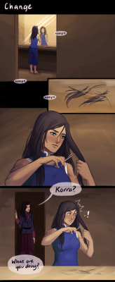 aer-dna:  Clearly tumblr has issues with long posts so you can read the rest of the comic here. Anyhoo, attempted to make a “quick” comic based off iahfy’s post. I really liked the idea of Asami cutting Korra’s hair for her although after watching
