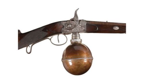 Ball reservoir air rifle (.40 caliber), maker unknown, early 19th century.from Rock Island Auctions