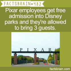 factsbrain:  Pixar employees get free admission