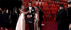 calebholoways:  Actress Lupita Nyong’o, Danai Gurira, and Actor Winston Duke arrive at the red carpet for the 90th Annual Academy Awards on March 4, 2018, in Hollywood, California.  