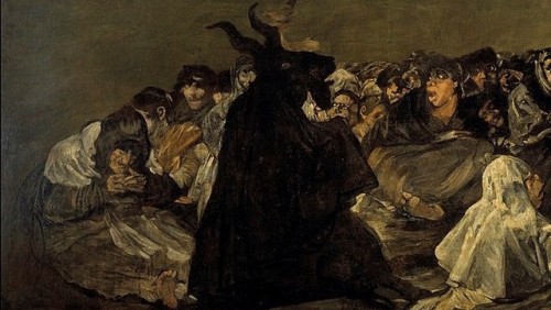 polygonarthistory:Witches’ Sabbath, or The Great He-Goat (detail). Francisco Goya. 1820-1823.Goat Si