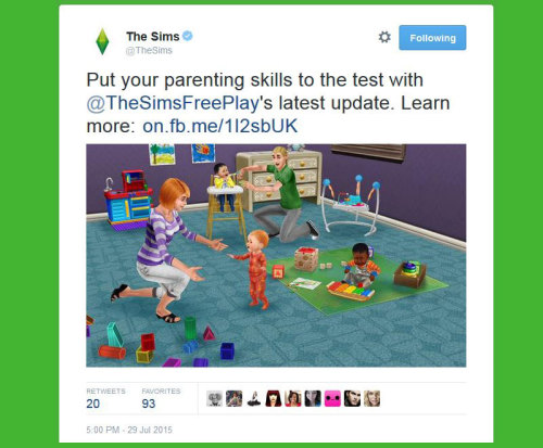 Toddler TweetWhat do you think of this tweet from The Sims Team?  Brass balls or a sign toddlers may