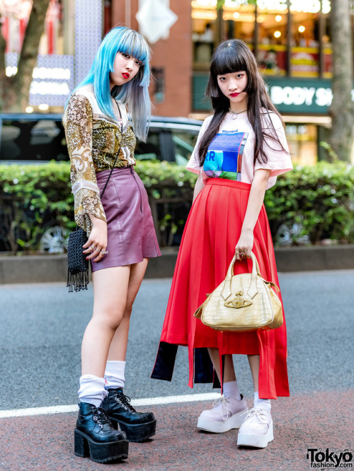 15-year-old Japanese students Yoh and Mawoni on the street in Harajuku wearing fashion from RRR By S