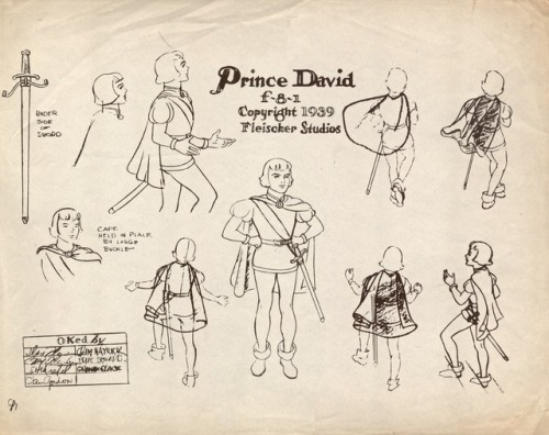 Model sheets from the 1939 Fleischer animated feature, Gulliver’s Travels.