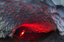 leslieseuffert:  Photographs by: Dennis Budko, Marc Szeglat, Michael Zelensky, and xflo:w “In the far east of Russia, on a peninsula called Kamchatka, are stunningly surreal-looking ice caves that are formed under incredibly interesting conditions.