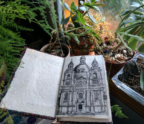 First page in the sketchbook,Pažaislis Monastery, Lithuania