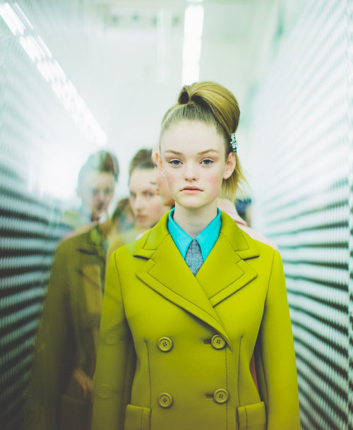 Prada fall 2015 rtw backstage photographed by Kevin Tachman for Vogue