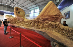 asylum-art-2:   Chinese wood art breaks record for longest carving out of single piece of timber by Zheng Chunhui Chinese artist has won a place in the Guinness Book of Records after creating the world’s longest wooden carving.Zheng Chunhui , a famous