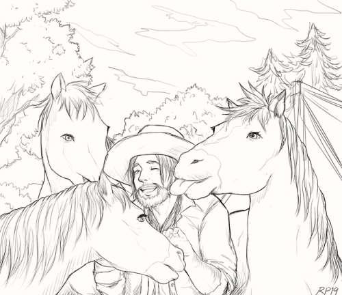Week 3 of my RDR2 Inktober!, I chose the Horses with the obvious horse lover in the game none other 