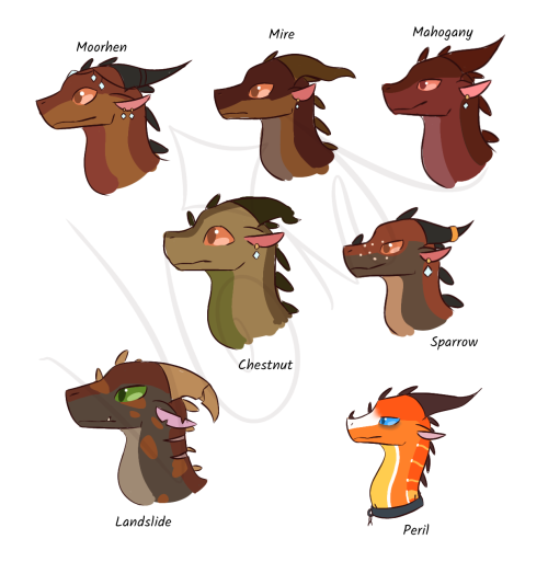 Have Some Headshots For The Mudwing Royal Siblings And Landslide (+bonus Peril With White Scales)