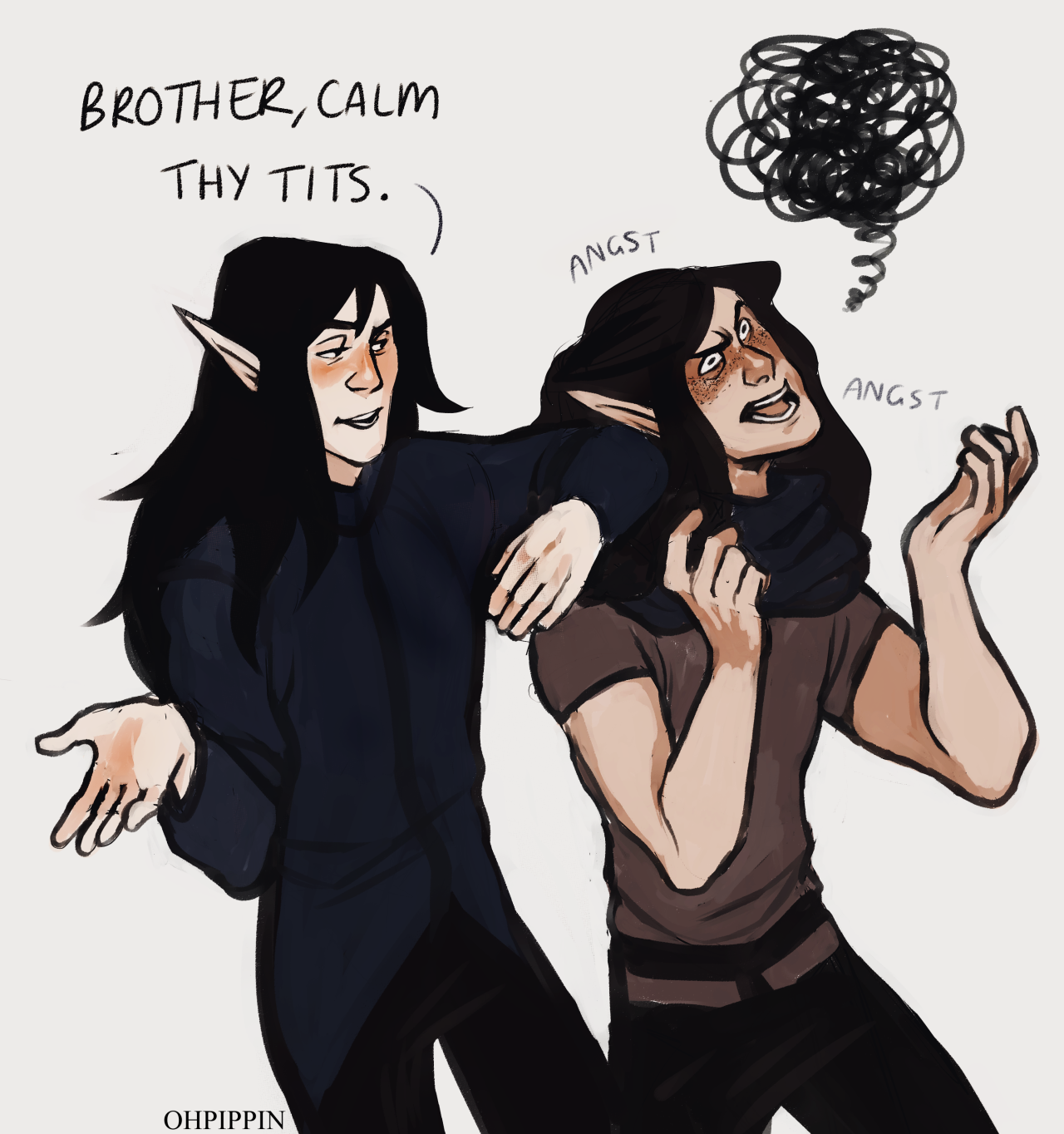 incorrecttolkienquotes:  ohpippin:“Brother, calm thy tits&quot; - Fingolfin,