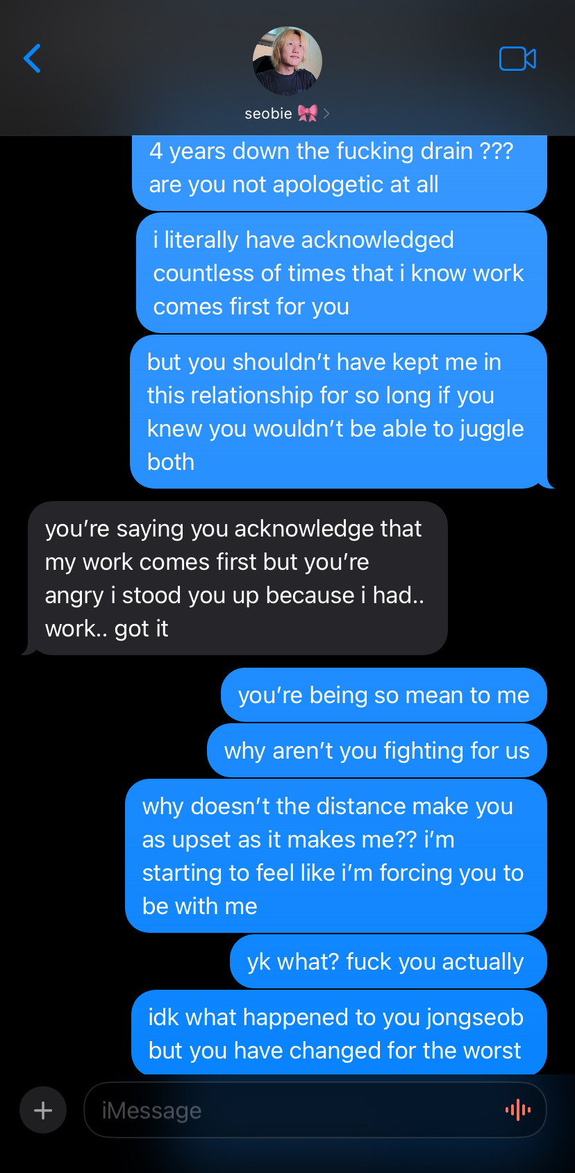 Back And Forth Texts With Unavailable Jongseob