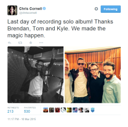 grungebook:  Chris Cornell has finished recording his next solo album.