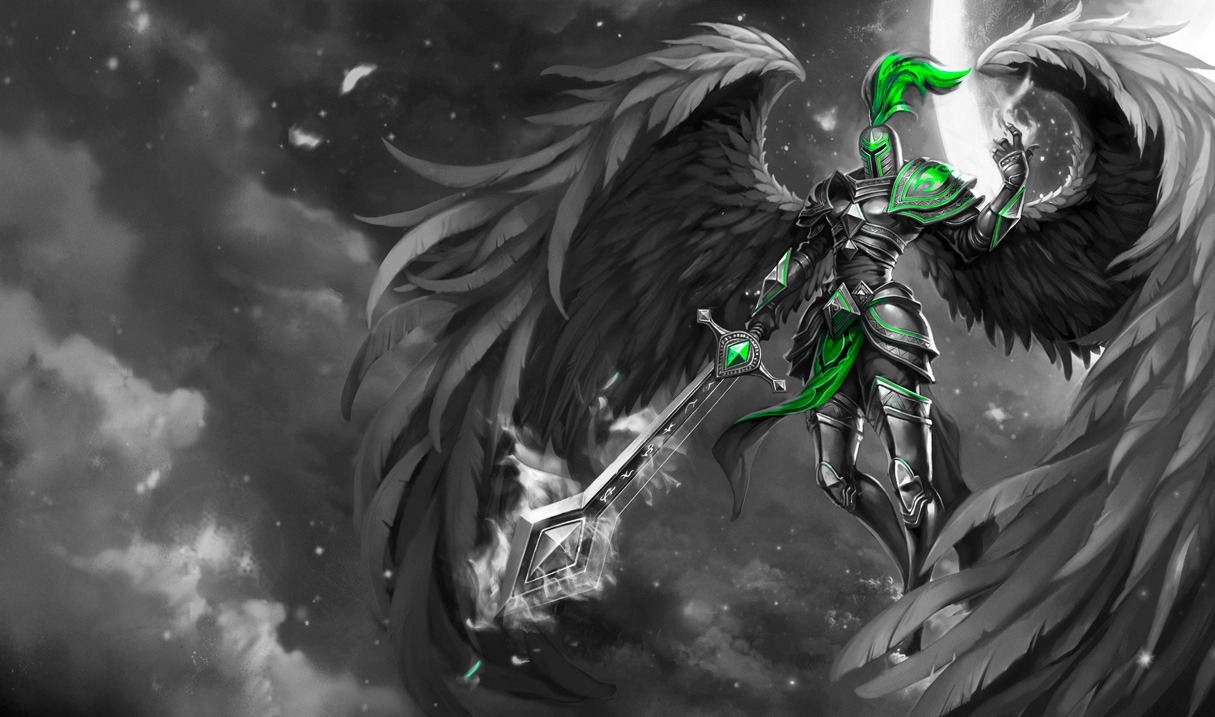 Monochromatic Splash Art: Viridian Kayle by AODRG 