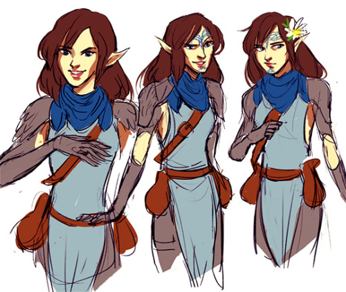 corseque-art:  more of my Inquisitor Lavellan. I love making up asymmetrical ancient elven outfits&h