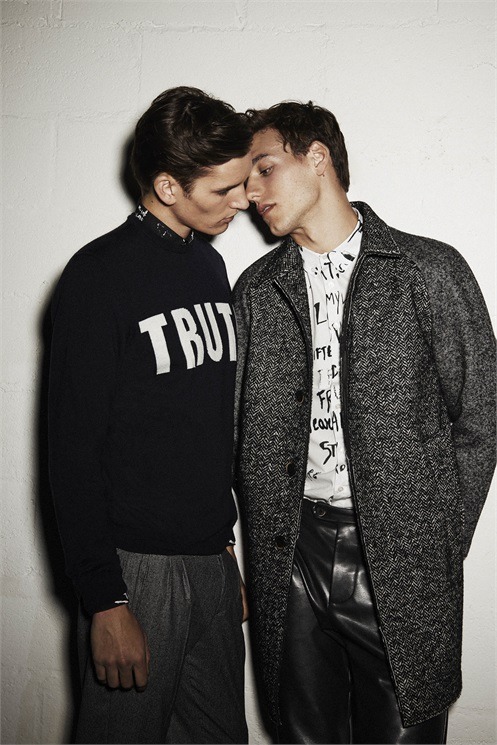 amarfoto: Mariano Ontañon + Dominik Bauer are Gay Lovers for MSGM Fall/Winter 2014 Campaign