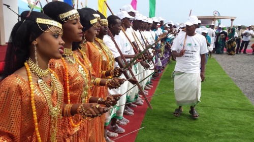 Somali and Afar journalists in traditional attire in Djibouti