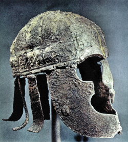 mostly-history:Helmet from the Vendel Period (before the Viking Age), from Vendel Grave 14 (Uppsala, Sweden).