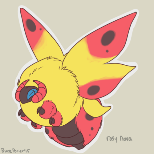 prinxeperier: Pokemon variants: Volcarona, the Sun Pokemon. Lunar-type is based on Luna moths, Rosy Nova-type is based on Rosy Maple Moths, and Eclipse-type is based on White-Lined Sphinx Moths.  (P.S. I love moths.) 