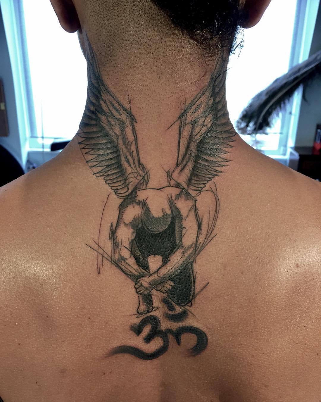 angel outline tattoo