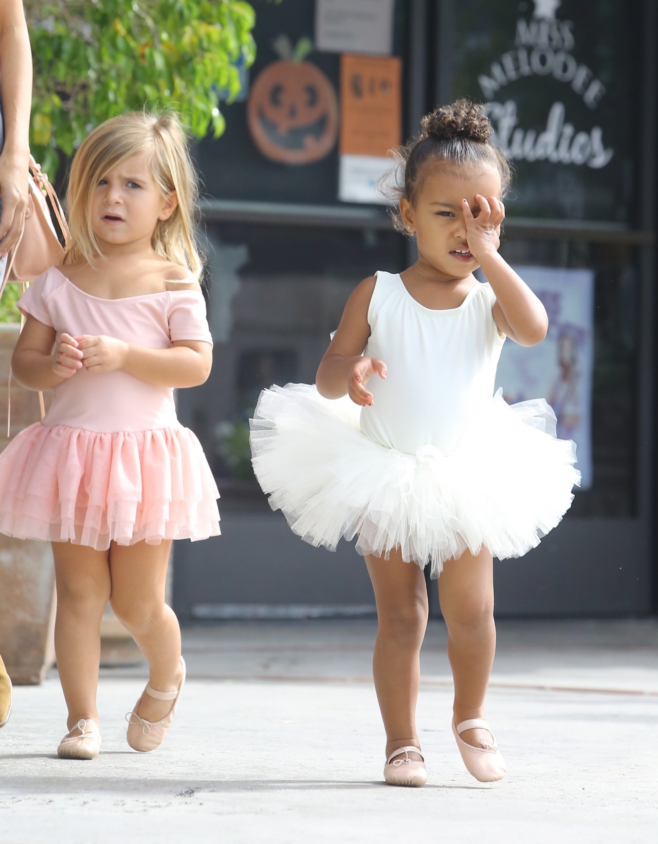 kimkardashianarmy:  North West and Penelope Disick leaving a dance class in LA today