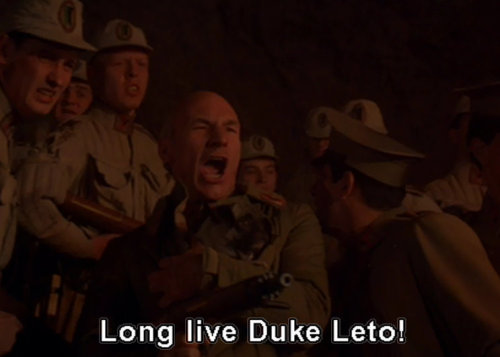 beneaththeicyfloe:Another reason Dune is a masterpiece: Patrick Stewart charges into battle carrying