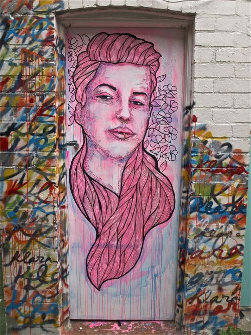 Portrait of Zahra Stardust I had fun queering up the back yard of Off the Kerb Gallery in Collingwoo