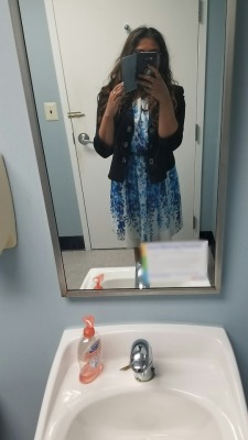 midnightsexcapades:  Happy Hump Day ❤  Had a more sex related dream so I woke up pretty flustered~  Now I’m just wet and want something inside me.  Just wearing a blue dress, belt and jacket today with some heels 😊