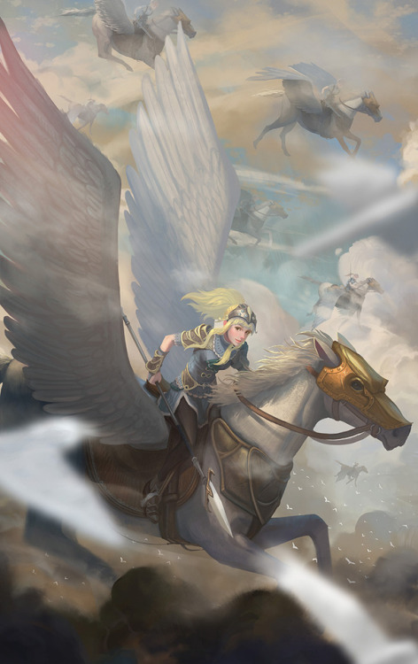 yagaminoue:Best girl Clair from Fire Emblem Echoes. I wanted to take a shot at painting a pegasus, w