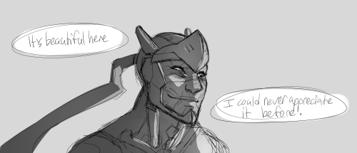 heronfoot:  My fave roboys–I like to think there was this interval where Genji was feeling like an actual person again but hadn’t quite adopted the ascetic lifestyle, and so he just ran around screaming about how incredible it is to be alive, doing