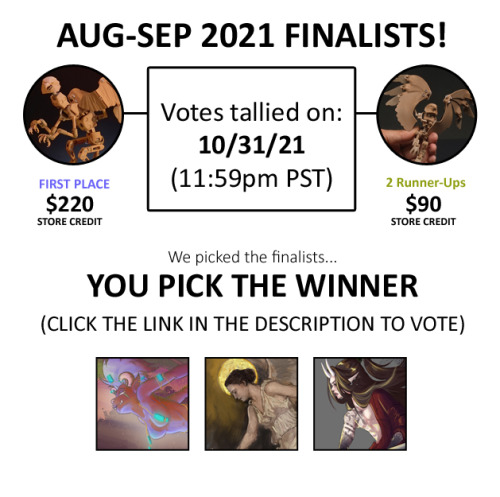 Whoot! Finalists to last month’s contest have been chosen!!  Could you do these artists a favor and 