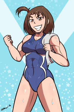 jdplayerlikestodraw: 22OCT2016 Yuko Oshima from Keijo!!!!!!!! What a goofy series. Fun watch though. 