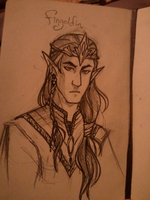 prince-of-the-palmtrees: a sketch of fingolfin &lt;3 i gave him an anime mom ponytail because he