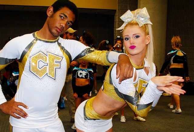 ohheylookitsamy:Louisiana Cheer Force Gold 🏆💙⚫️👉 Caleb Judice &amp;