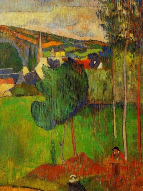rickstevensart:Paul Gauguin | View of Pont-Aven from Lézaven | 1888