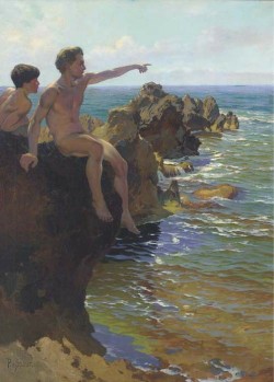 enchantemoimerlin:    Paul Von Spaun (1876-1932)  Ship Ahoy ! Oil on canvas, 110,5 x 80 cm  