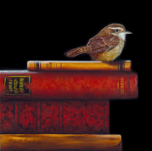 “Wrenditions”- Carolina Wren Oil Painting by Camille Engel by CamilleEngelArt on Flickr.