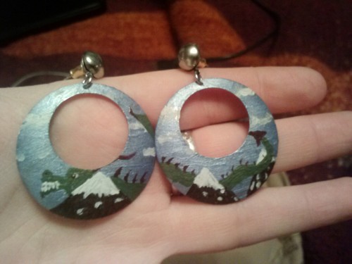 Went A Bit Nuts With Acrylic Paints. Now I Have Dragon Earrings!