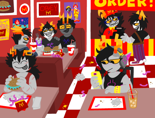 for timeblitz, featuring my fantroll selena (she’s the one behind the register)