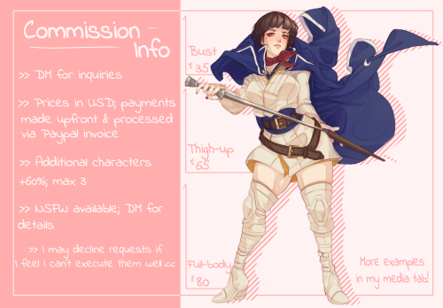 laurencin-draws:I keep forgetting to cross-post these, but I do have commissions open! If you have s