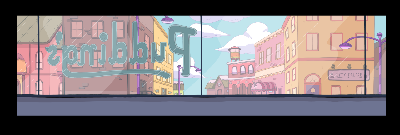 selected backgrounds from Jake the Brick art director - Nick Jennings BG designers